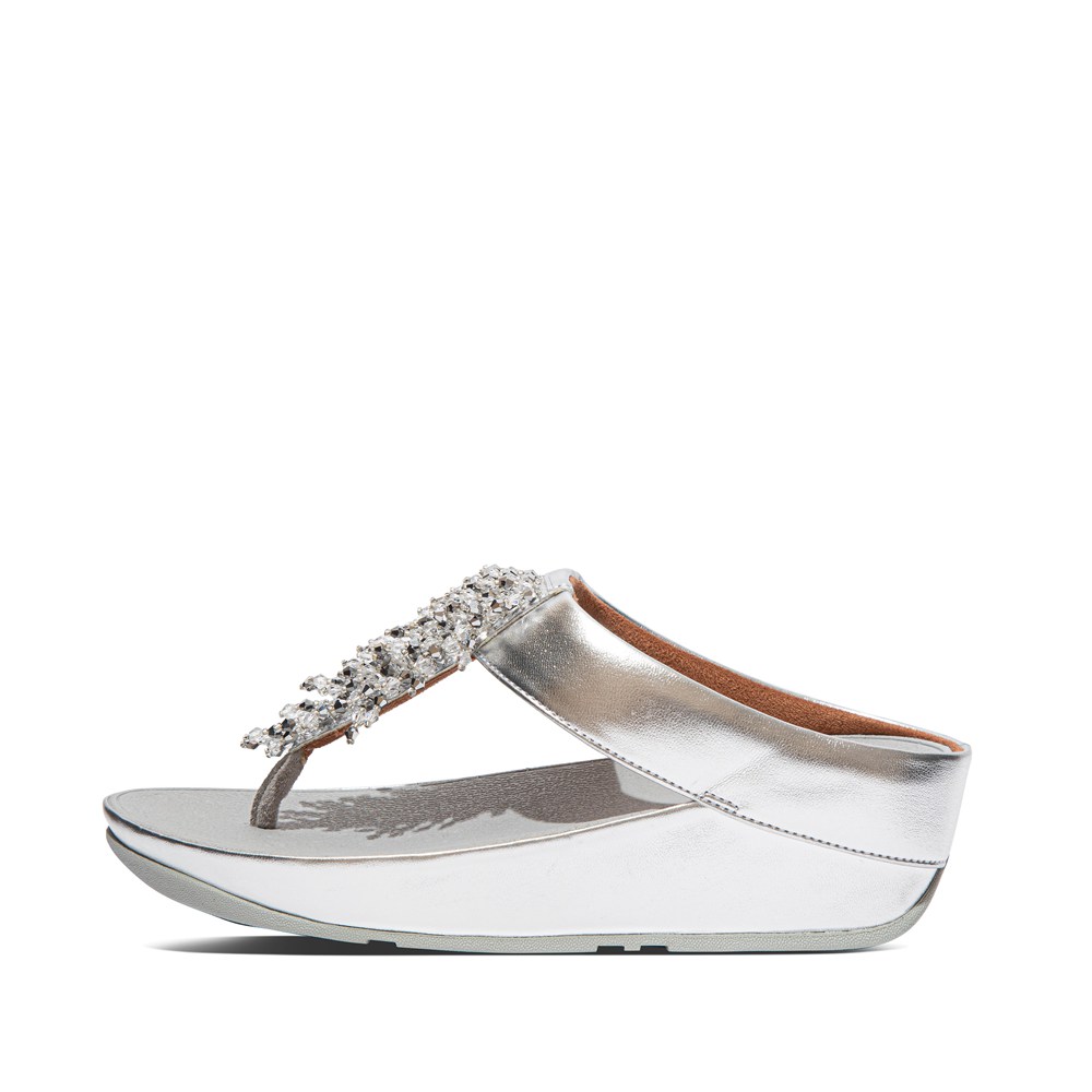 Fitflop Womens Sandals Silver - Rumba Beaded Toe-post - LH9418532